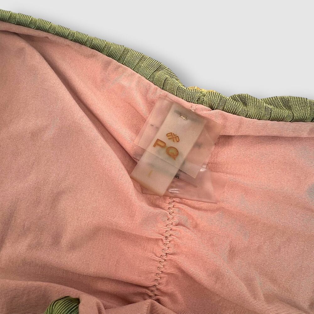 PQ Swim Ribbed Triangle Bikini Set Olive Green Gold Chain Detail Large - Picture 6 of 8